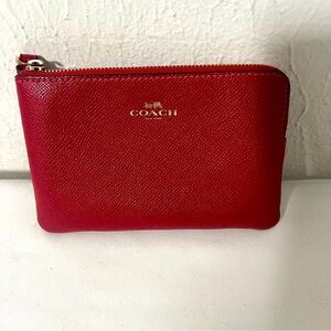 Coach Bags Coach Corner Zip Wristlet Pebble Leather 6x4 Brick Red C7943